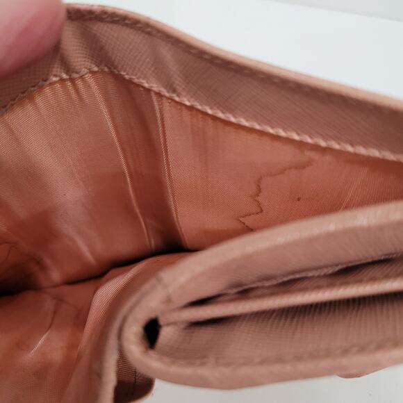 PRADA Saffiano Fiocco Orchidea Wallet Medium Bi Fold Light Pink Zip Around Logo - Picture 11 of 16